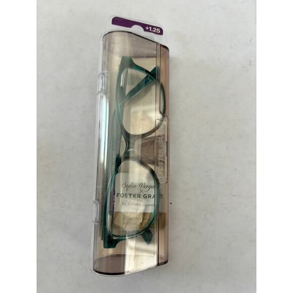 FOSTER GRANT SOFIA VERGARA Reading Glasses Teal +1.25 Case New - Picture 1 of 2